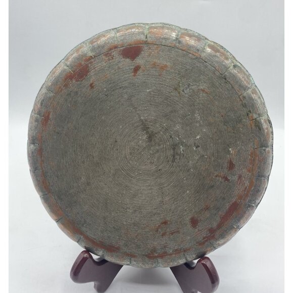 Vintage Copper Serving Tray Snowflake Etched Round Platter 7.75" Patina - Picture 2 of 10